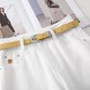 Women's White Wide-Leg Cropped Jeans, Summer 2026 Petite Size, Loose Slimming Straight-Leg Pants