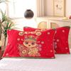 Par de Fronhas de Algodão Antiderrapantes - Design Festivo Vermelho, Absorventes de Suor, Anti-Queda, Frete Grátis