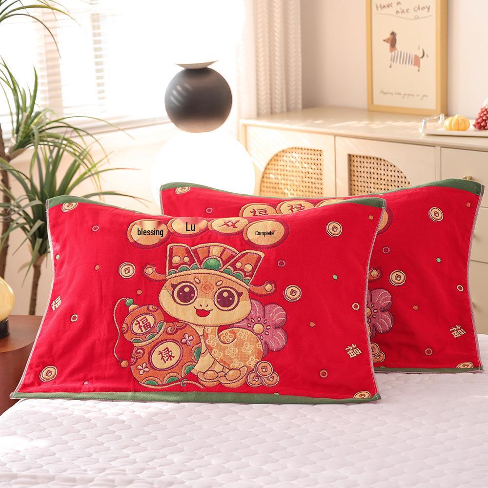 Par de Fronhas de Algodão Antiderrapantes - Design Festivo Vermelho, Absorventes de Suor, Anti-Queda, Frete Grátis