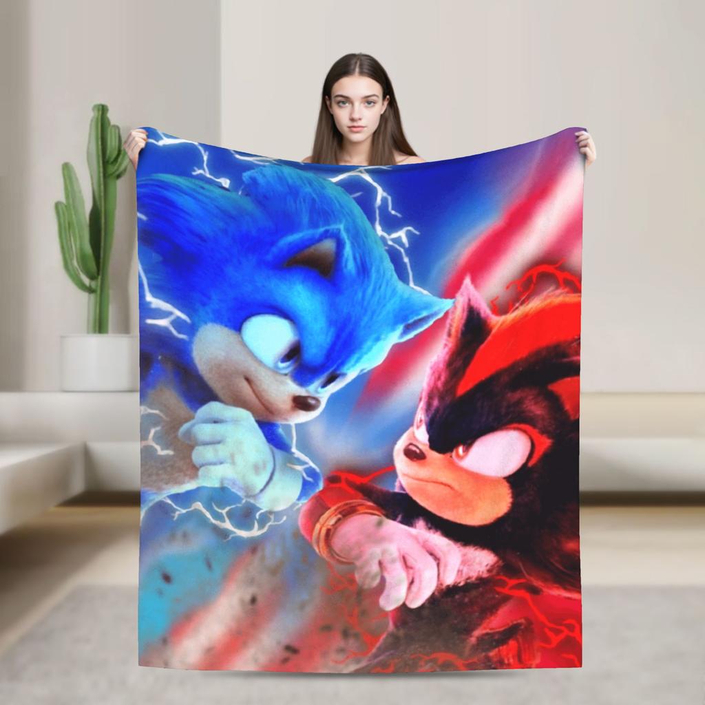 Sonices the H-Hedgehogs Shadow Soft Blankets Kids Adult Plush Throw Blanket Novelty Couch Chair Flannel Bedspread Sofa Bed Cover