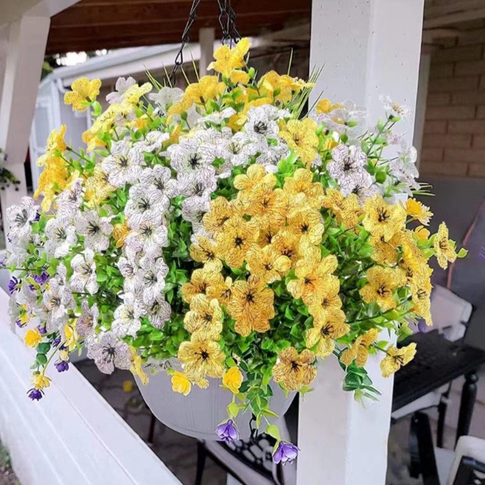 Realistic Fall Flowers Violet Fake Mum Aesthetic Faux Silk Autumn Flowers  For Outdoor Planters