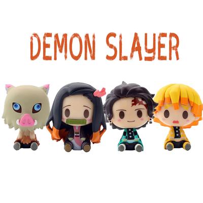 4pcs/set Anime Demon Slayer Kimetsu No Yaiba Figure Q Posket Kamado Tanjirou Kamado Nezuko Agatsuma Figure Toys 4-5cm