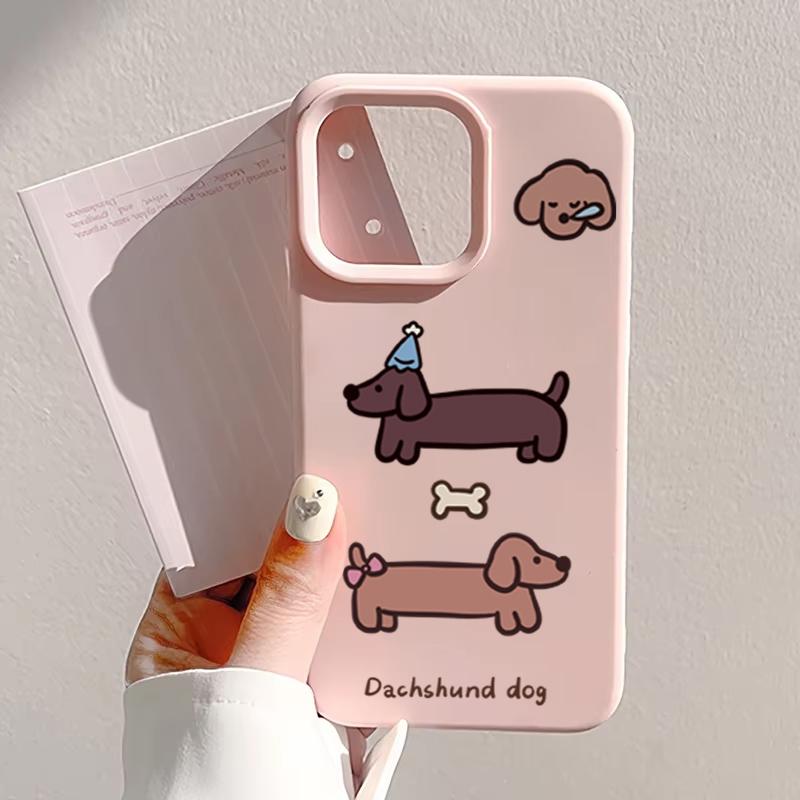 Korean Sausage Puppy Soft Silicone Phone Case For iPhone 16 Pro Max 15 14 13 12 11 Pro 15 16 Plus Shockproof Bumper Cover