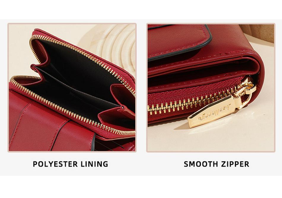 Baellerry Women's Short Tri-Fold Wallet with Multiple Card Slots and Coin Purse