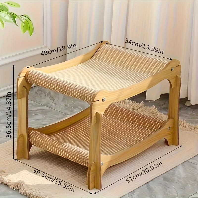 Double-Layer Cat Scratching Post Bed - Sisal Scratching Pad & Resting Perch, Space-Saving Indoor Cat Furniture for Multiple Cats