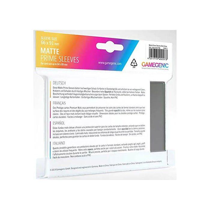 Manchons Prime Mat - Gamegenic - 100-Pack - Gris Foncé - Haute opacité - Anti-fatigue