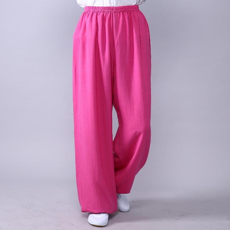 Jarní a letní dámské bavlněné lněné kalhoty Tai Chi, prodyšné, s lucernou, kalhoty na bojová umění, jógu, taekwondo, box, karate, jeet kune do