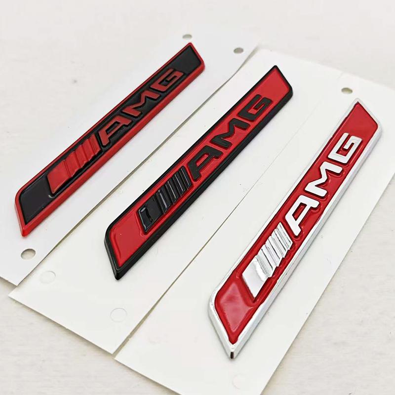 For Mercedes Benz New AMG Car Letters Badge 2pcs ABS Fender Side Emblem Sticker For AMG W204 W124 W201 W202 W212 W220 Accessorie