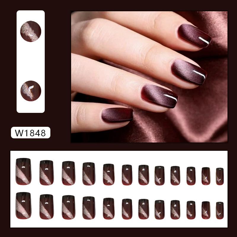 Medium and long irregular fine flash cat eye elegant white temperament wearing armor removable 24 pieces