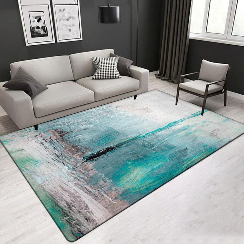 

Nordic Personality Trend Coffee Table Living Room Bedroom Carpet Bedside Blanket Rectangular Creative Abstract Oil Paint Carpet Floor Mat 40X60cm upgrade encryption