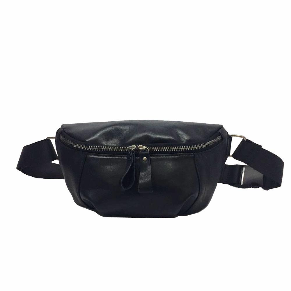Genuine Leather Men'S And Women'S Fanny Packs, Cowhide Shoulder Messenger Bags, Black Fanny Packs, Genuine Leather Bags.
