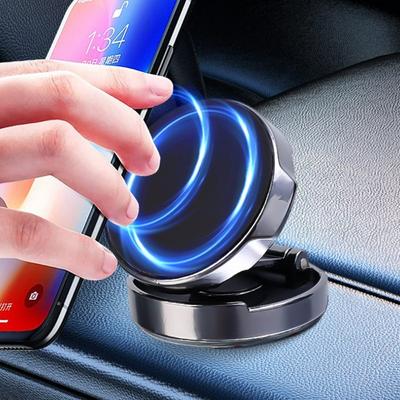 Support de téléphone de voiture circulaire pliable à ventouse magnétique, support GPS réglable en hauteur, support rotatif avec feuille métallique
