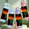 1PC African Continent Map Print 750ml Color Plastic Sports Water Bottle Leakproof Flip Straw Lid Suitable for Sports Office Home Use