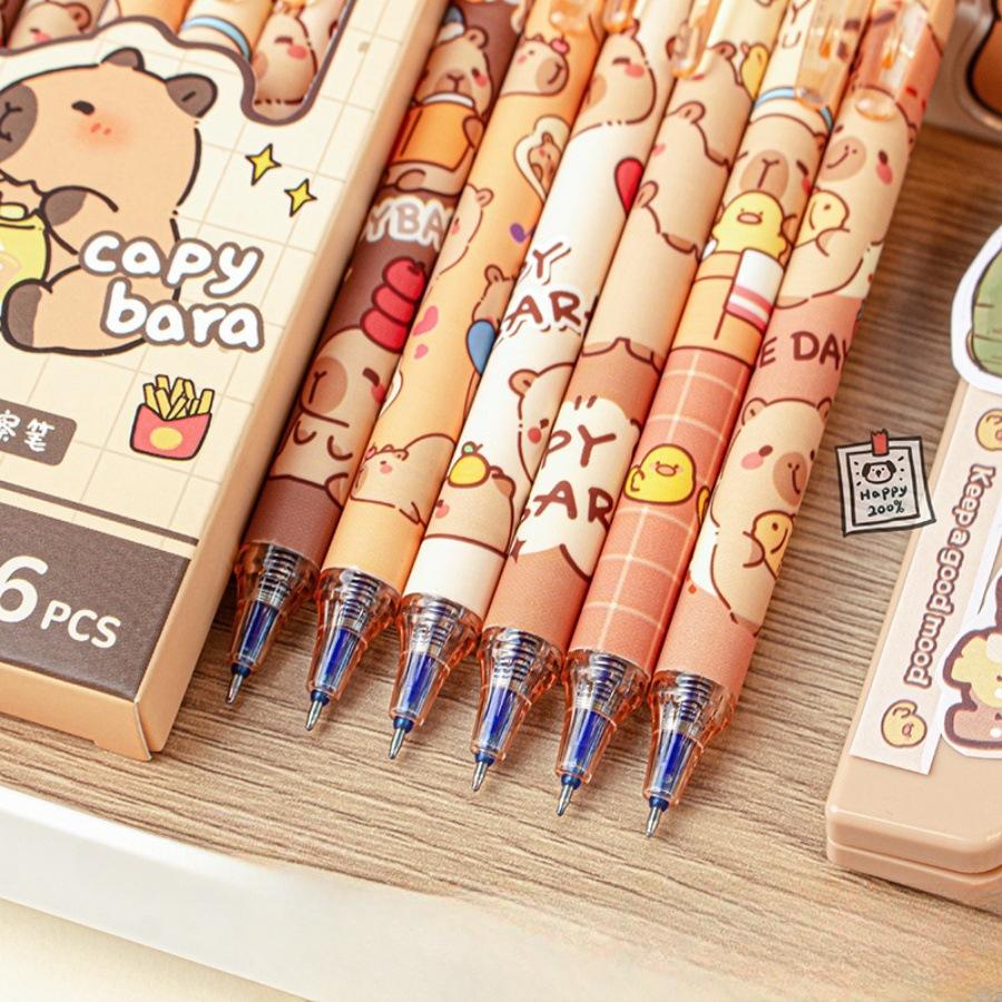 6PCS Blue Erasable Neutral Pen ST Pen Tip Cartoon Pen Student Pen