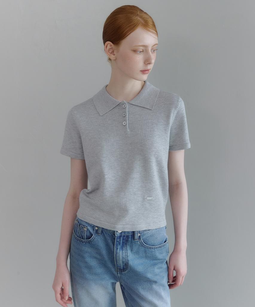 MICANE Stevie Basic Collared Shorts Sleeve Knit