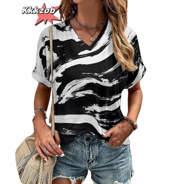 

Полосатые футболки Harajuku Clothingsummer Футболка для женщин V-образный вырез Повседневная мода Топы Свободная блузка с коротким рукавом Женская толстовка 5XL