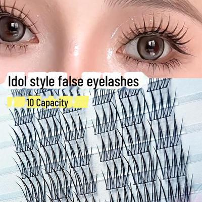 Yue Jiao Niang Pestañas de Idol Coreano de Gran Capacidad - Segmentadas para Principiantes Paquete de 10 Filas