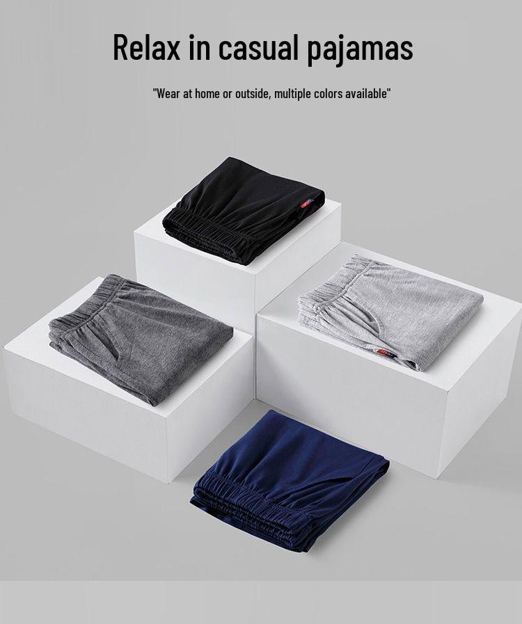 Men's Combed Cotton Casual Loose Five-Point Sleepwear Shorts - Summer Plus Size