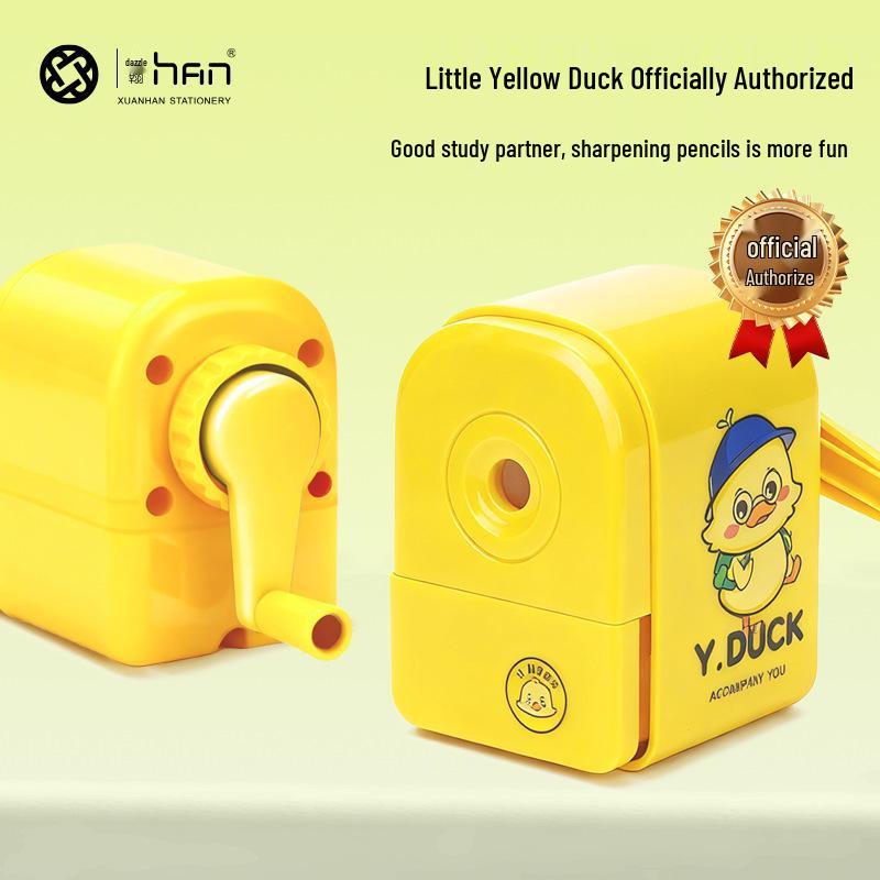 Cartoon Yellow Duck Pencil Sharpener for Kids - Cute Rotating Design