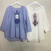 Export Exported To Spain Original Order Leftover Stock Spun Yarn Cotton Cropped Sleeves Shirt Women's Round Neck Embroider Light and Cool Summer