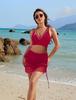 2026 European High-Waisted Slimming Two-Piece Women's Swimsuit in Solid Color