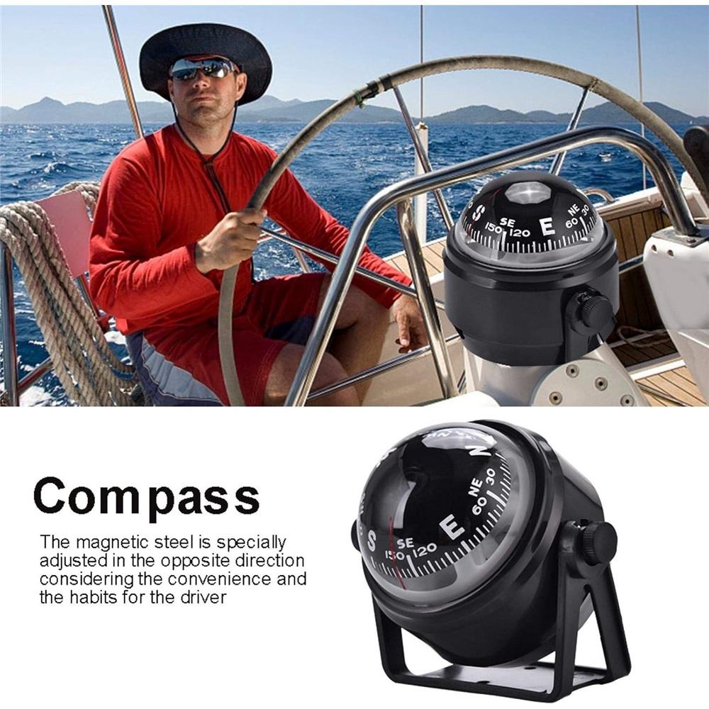  ABS Plastic Adjustable Boat Compass Dash Mount Electronic Navigation Marine Night Ball Compass For Boat, Truck, Caravan