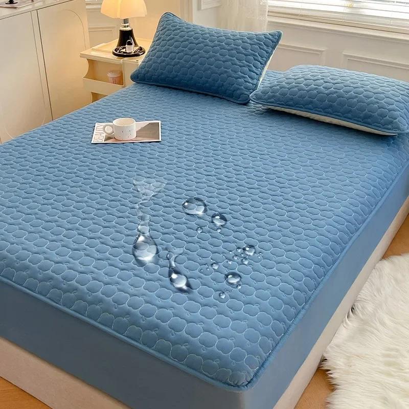 New Class a Antibacterial Waterproof Four Seasons Cotton Padded Thickened Fitted Sheet Mattresses Protective Cover
