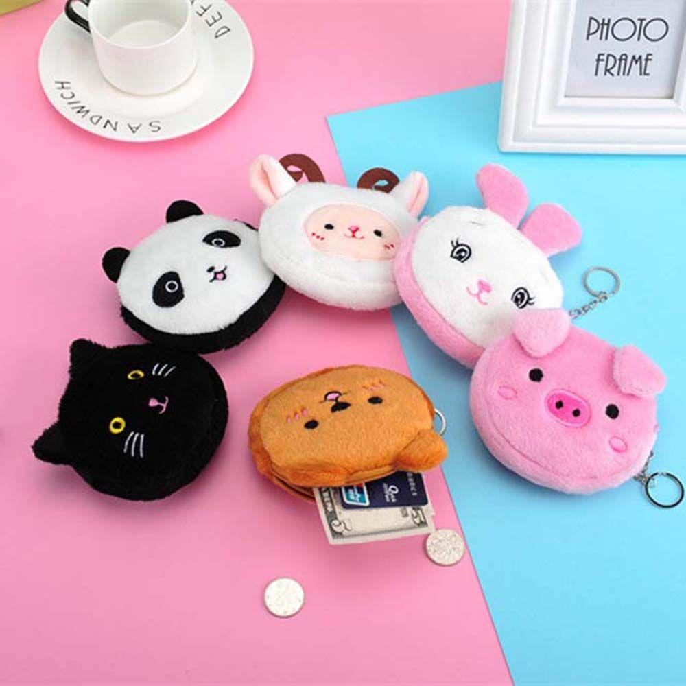 Student Cute Gift Key bag Pig Bear Plush Coin purse Earphone Bag Mini Wallet Coin bag