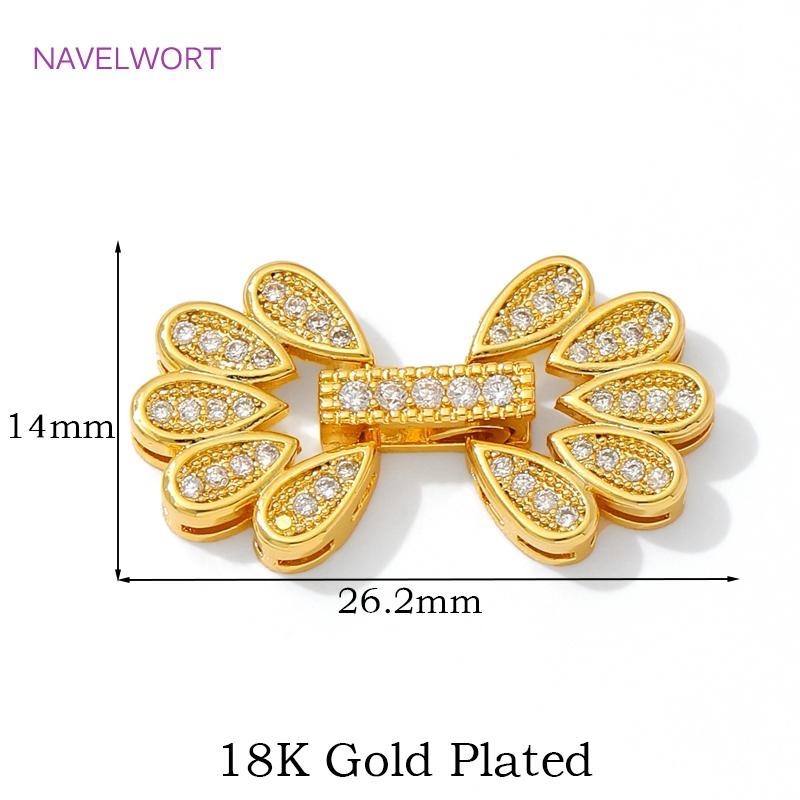 

18K Gold Plated Inlaid Zircon Fasteners Accessories,Brass Pearl Clasps Connector Clasps For Jewelry Making,DIY Jewelry Findings 1 piece