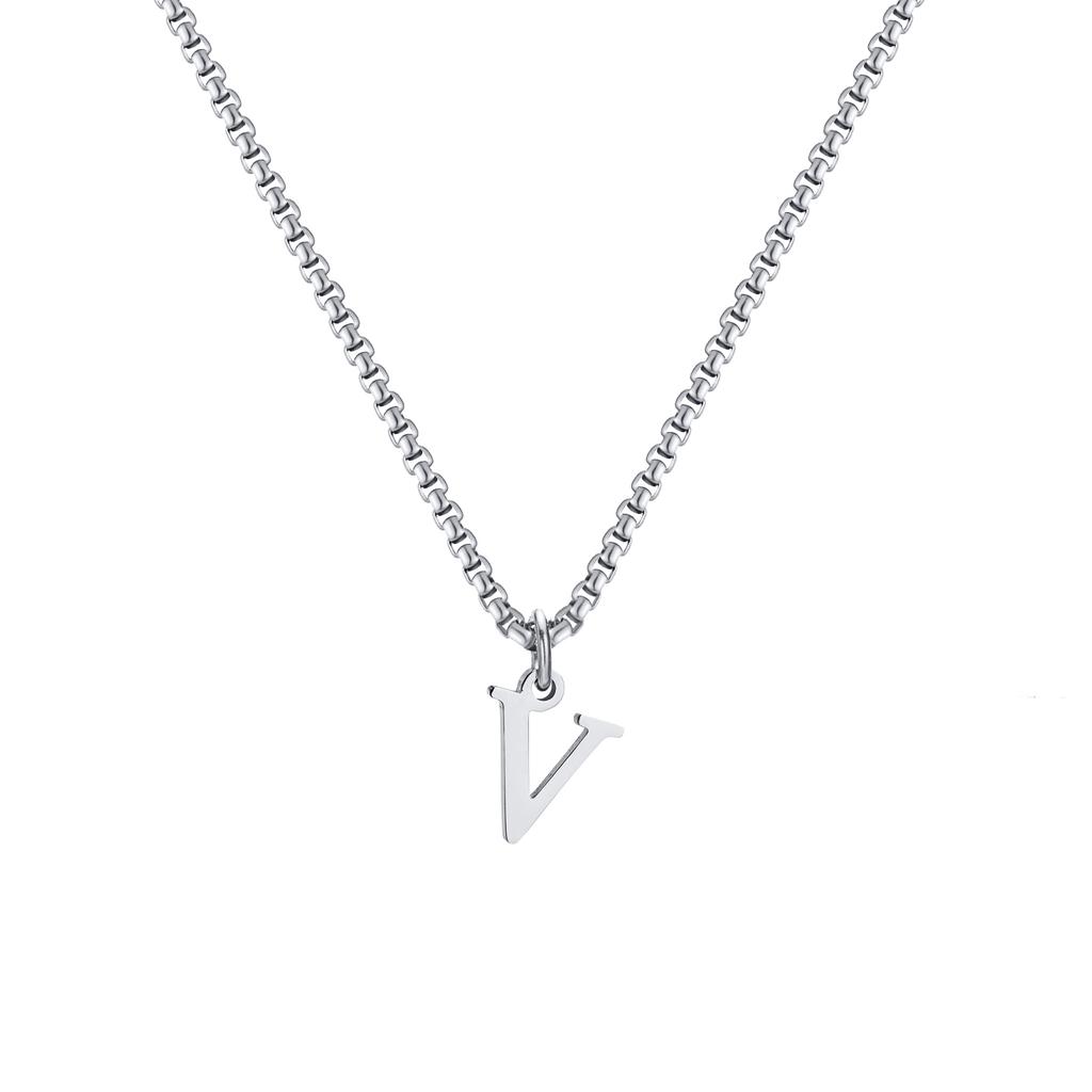 Fashion Letters A-Z Pendant Necklace for Men Women, Stainless Steel English Alphabe Chain Necklace,Fashion Punk Jewelry Men Gift