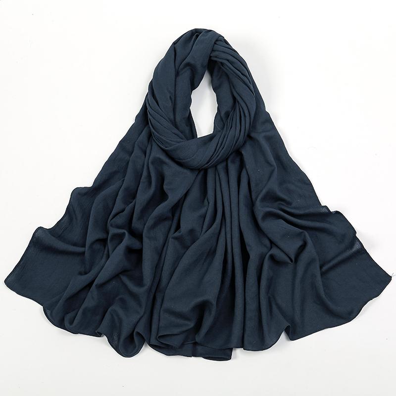 New Muslim Hijabs For Women Scarf Plain Long Shawls Femme Musulman Soft Crinkle Cotton Headscarf Wraps Islamic Turban Headband