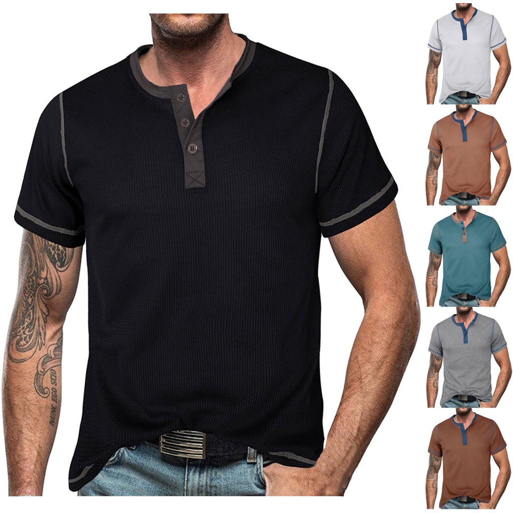 Men'S Short Sleeved Men'S T-Shirt Fashion Casual Color Matching T-Shirt