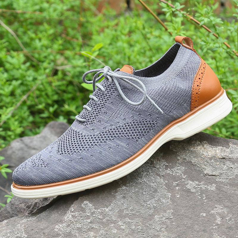 Men's Lace-up Business Casual Shoes, Lightweight Non-slip Soft-soled Formal Shoes, Wide Sole European Size 45