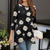 Women's Fashion Casual O-Neck 3/4 Sleeve Loose Printed T-Shirt Ladies Top