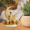 Acrylic Moon Castle Ornament 2D Flat Golden Crescent Moon Mosque Table Sign Holiday Party Home Office Living Room Bedroom Desktop Decoration