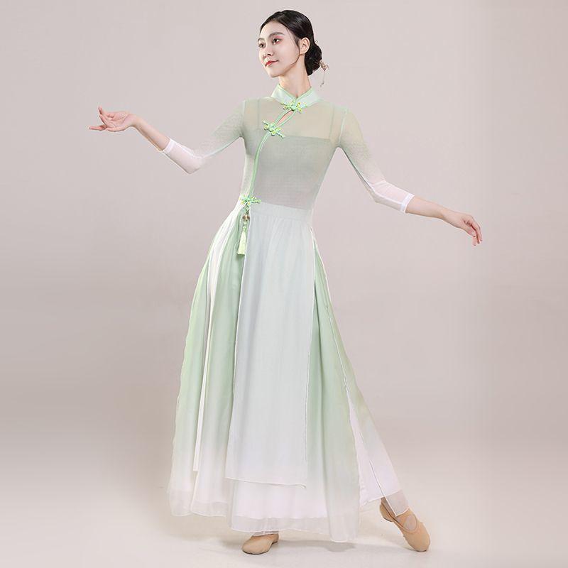 Cheongsam Elastic pentru Femei pentru Spectacol de Dans Chinezesc Clasici