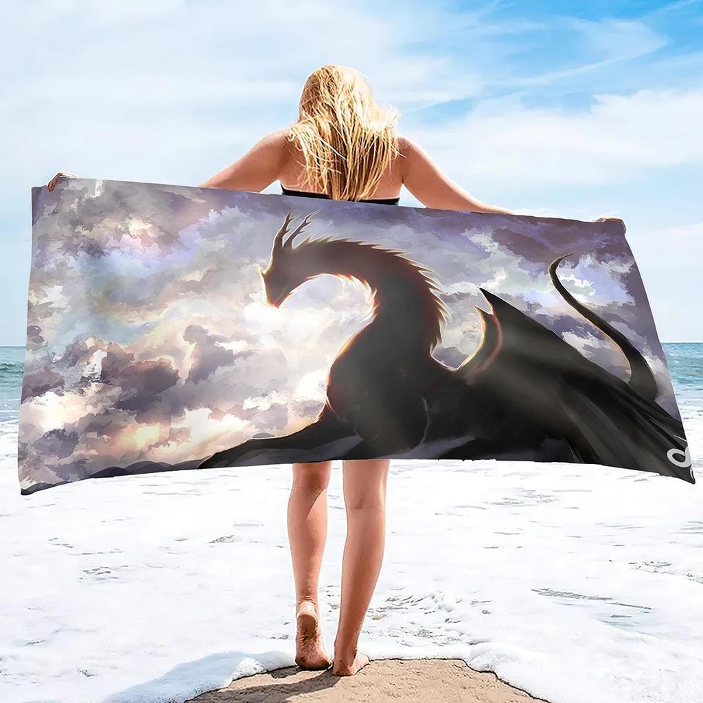 Majestic Dragon Bath Towel - Fantasy Design, Soft Absorbent, Perfect for Summer Fun, Adds Adventure to Your Beach Days