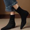 New Autumn and Winter Suede Socks Boots Inner Height Increase Elastic Thin Boots Temperament Square Head Short Boots Women's Fashion Boots