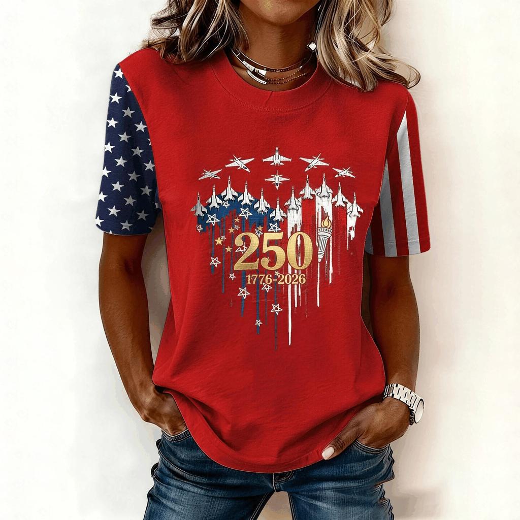 Women's Casual And Fashionable Short-sleeved Printed T-shirt Top