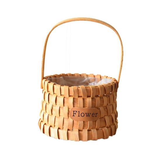 Portable Rattan Hand Woven Flower Container Holder Camping Picnic Storage Basket