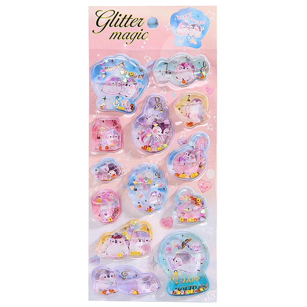 Kawaii 3D Dynamic Cartoon Stickers Dazzling Gemstone Dynamic Oiling Sticker Cute DIY Mobile Graffiti Decoration