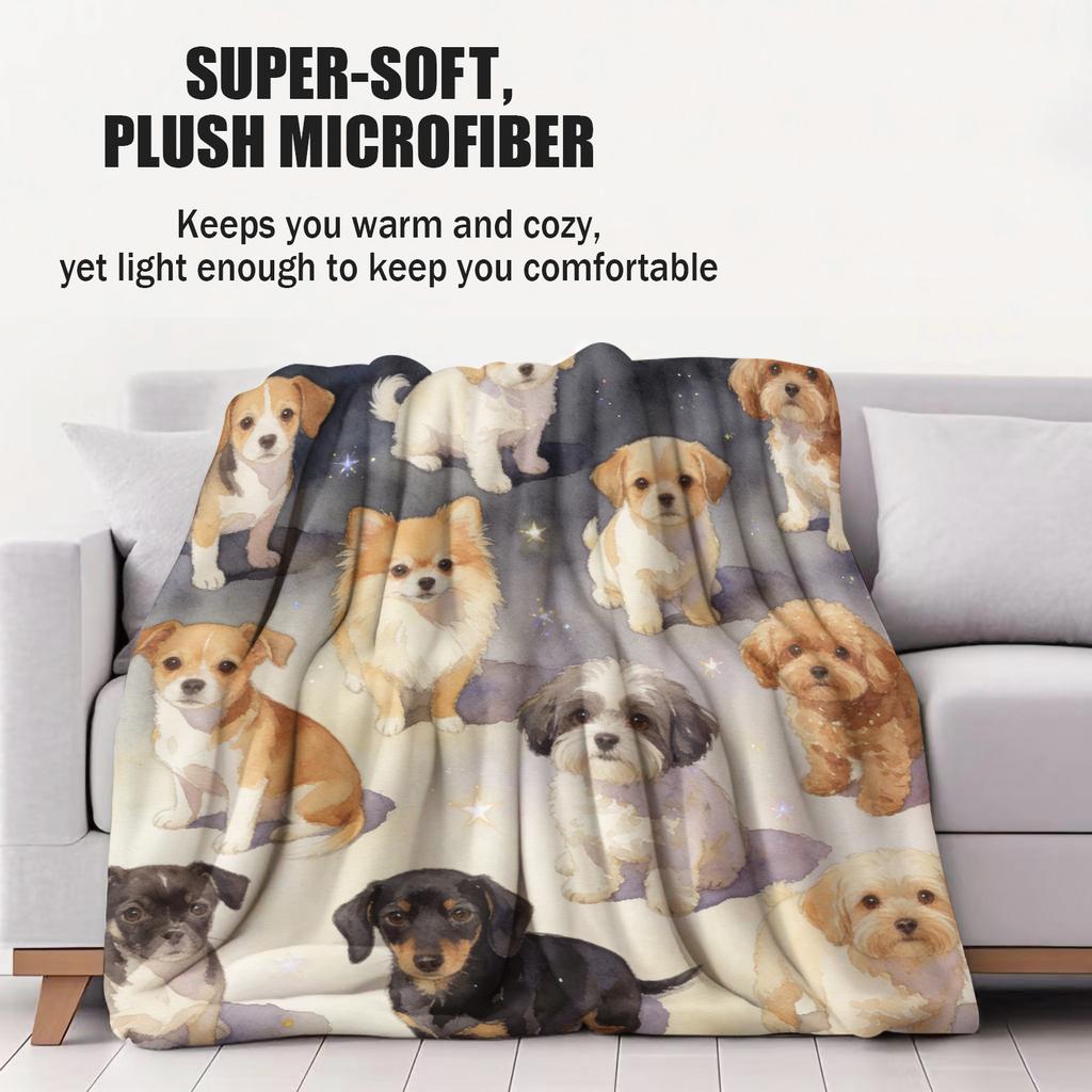 Hot Dog Cute Pet Printed Pattern Blanket Small Cover Blanket Soft And Suitable For All Seasons  Dormitories Bedrooms Sofas Nap