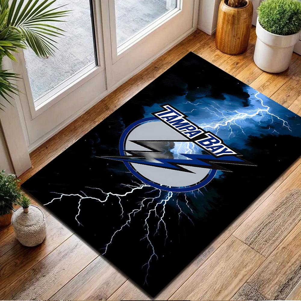Tampa Bay Lightning Logo with Thunderbolt Patterned carpet, non slip mat suitable for living room and bedroom sofas