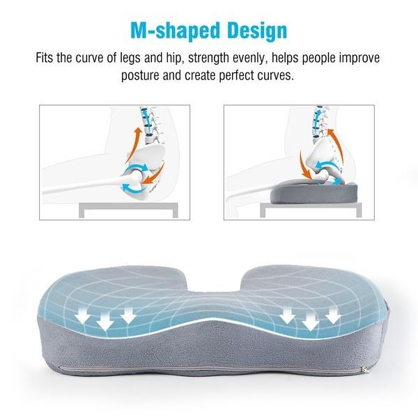 Gelkissen Home Office Autositzkissen für orthopädische Schmerzlinderung Komfortstuhl Memory-Kissen Lendenwirbelsäulenschutz