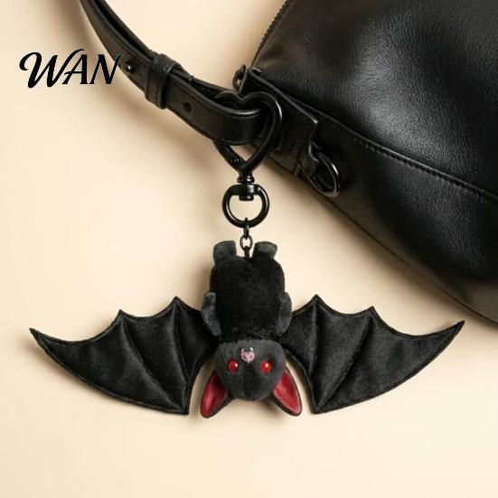 Bat Keychain Pendant Plush Black Gothic Transformable Key Ring Soft Backpack Bag Purse Charm Halloween Gift for Lovers