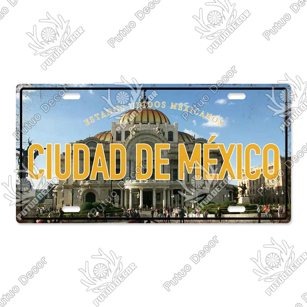 Famous City License Plate Metal Sign Vintage Decor for Home Bedroom Man Cave Wall