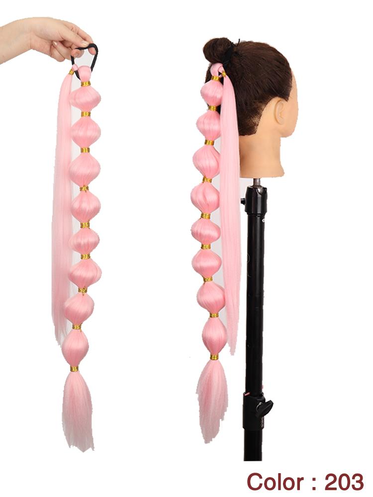 MISSQUEEN Synthetische Blasen-Pferdeschwanzverlängerung mit elastischem Bindeband, lange Wickel-Pferdeschwanz-Laternenverlängerung, 75 cm, dunkelroter Pferdeschwanz für Frauen, Cosplay