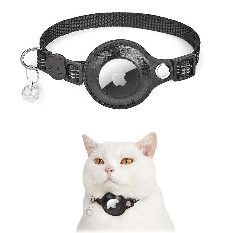 Reflective Cat Collar with Airtag Holder and Bell - Anti-Lost Tracker for Cats