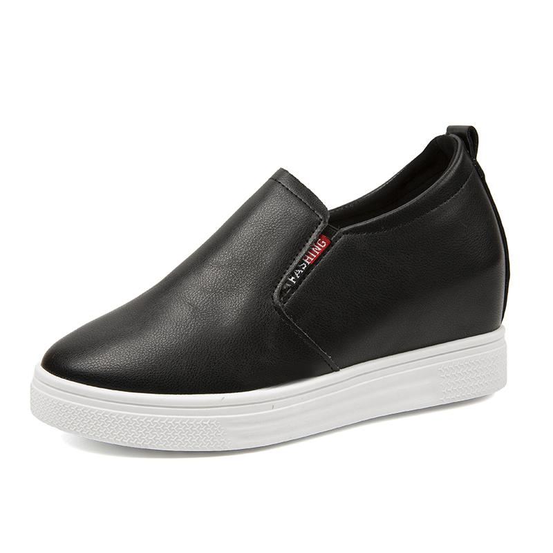 Mode Damen Leder Frühlingstrend Lässige flache Schuhe Mode Einfarbig Slipper Dicksohlige vulkanisierte Schuhe für Damen Plus Samt