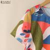 ZANZEA Women Summer Casual Round Neck Printing Short Sleeve T-Shirts